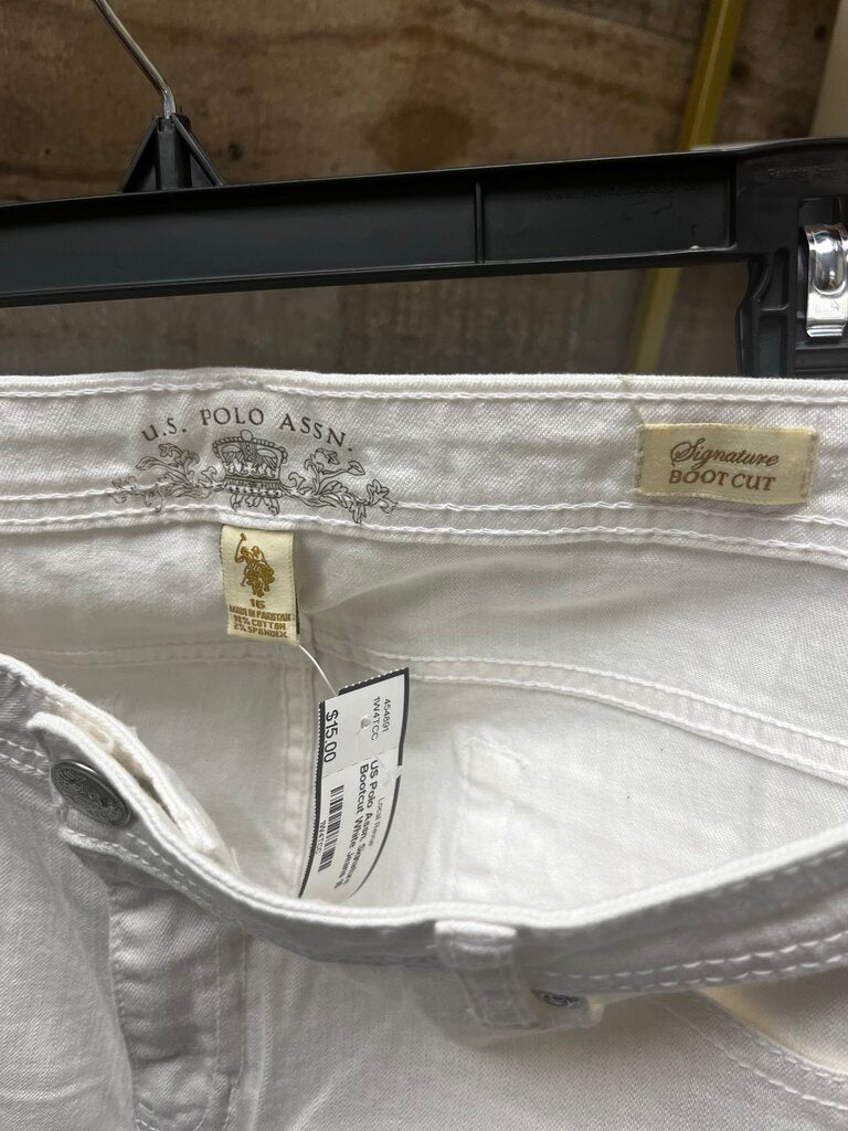 US Polo Assn. Signature Bootcut White Jeans Size 16