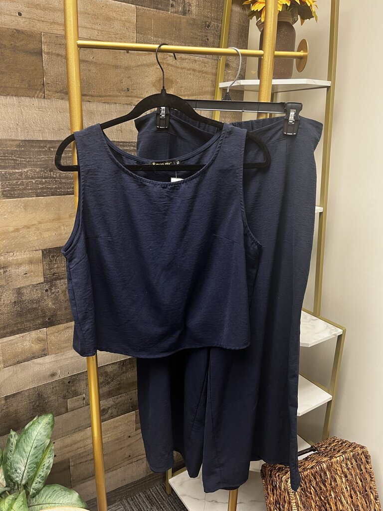 ROYLAMP Women's 2 Piece Outfit Basic Top and Cropped Wide Leg Pant Set Size XL