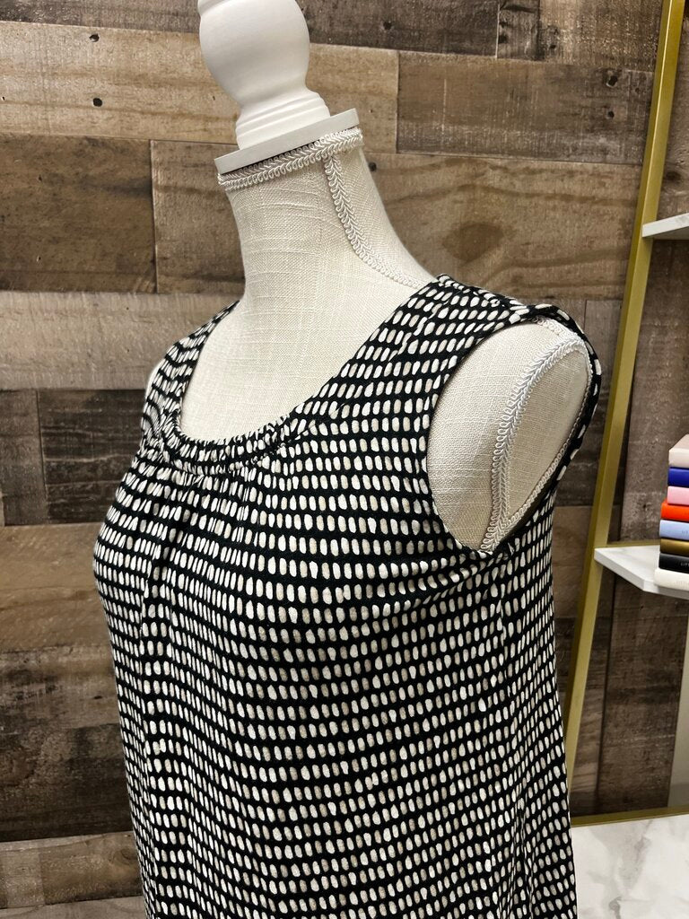 Croft & Barrow Black/Tan Dotted Sleeveless Blouse Petite M