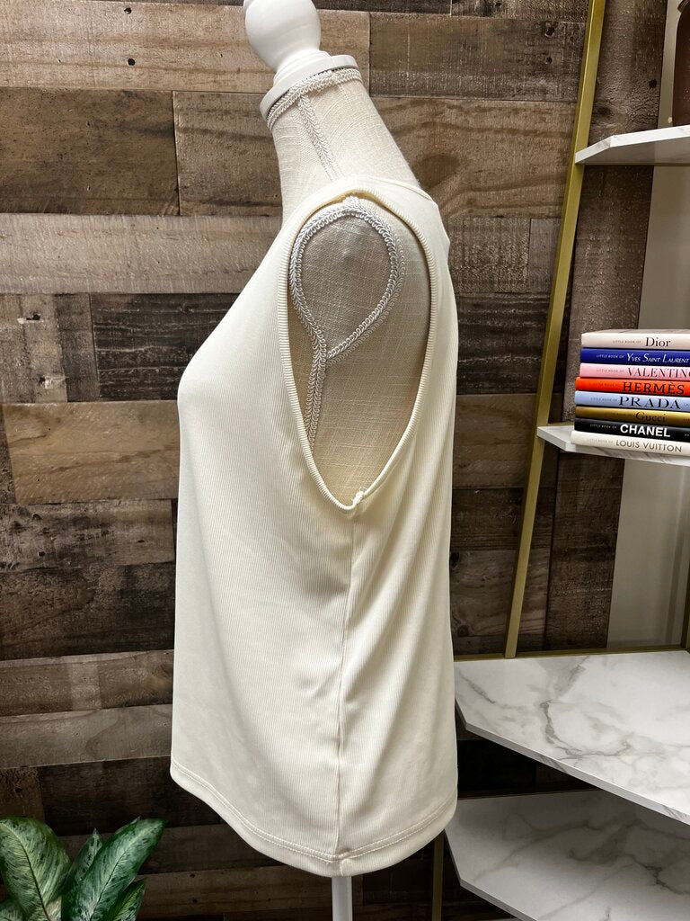 Covington Stretch Ivory Ribbed Tank Top Size L