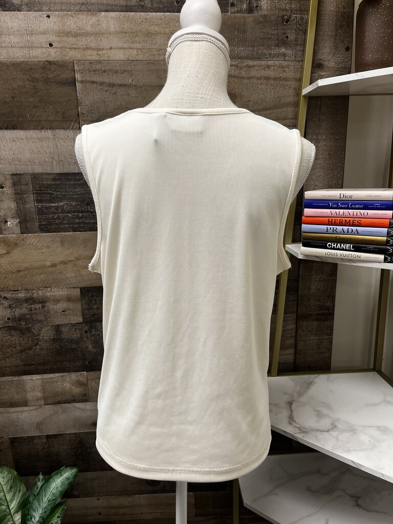 Covington Stretch Ivory Ribbed Tank Top Size L