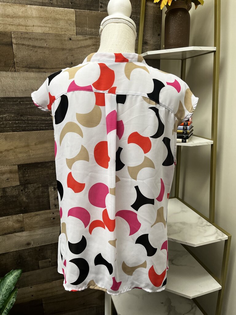 Worthington Pink and Orange Ruffled Mandarin Collar Blouse Size XL