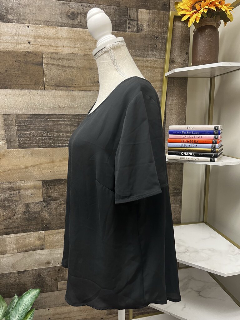 Apt. 9 Black Short Sleeve Blouse Size XL
