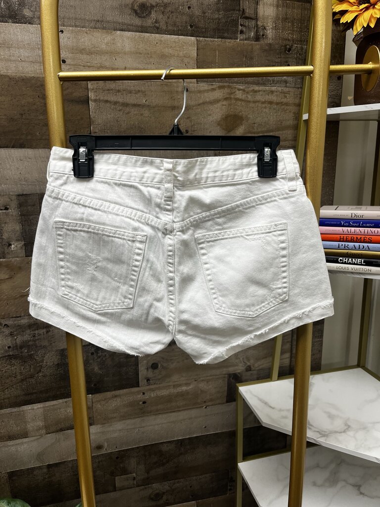 J Crew Distressed White Jean Shorts Size 25