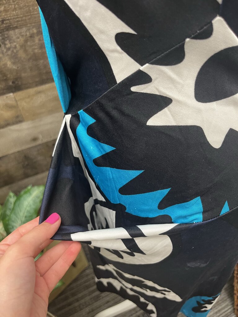 Diane VonFurstenberg Blue Midi Dress Silk Size 4