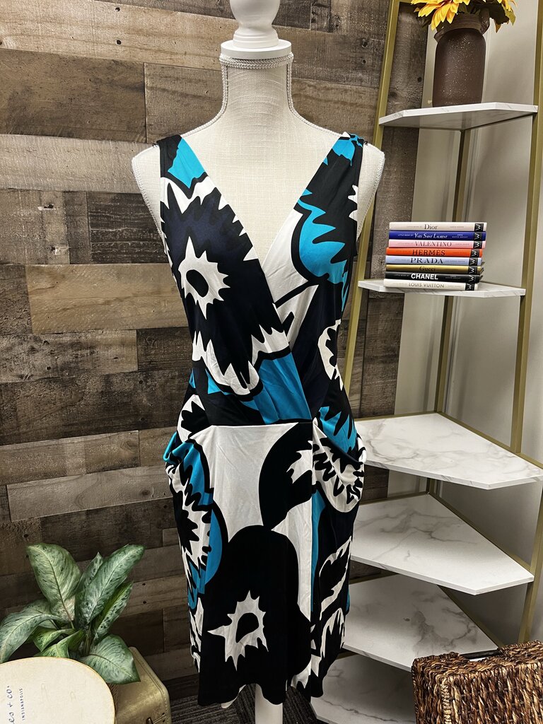 Diane VonFurstenberg Blue Midi Dress Silk Size 4