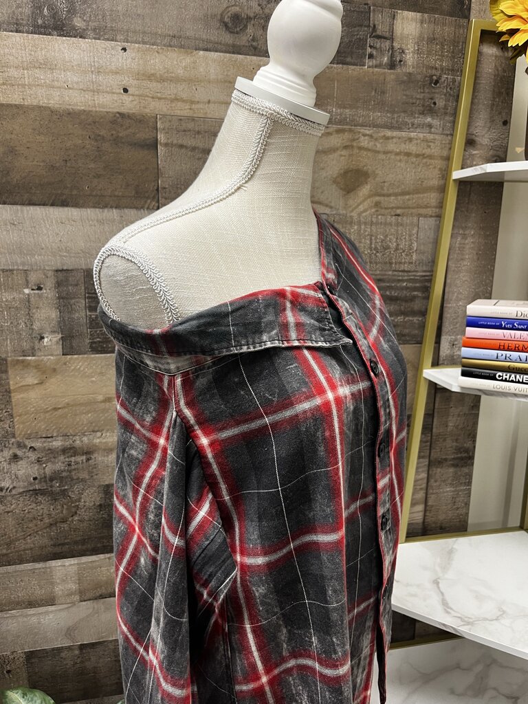 ZARA WOMAN Plaid Asymmetrical Button Down Long Sleeve Shirt Size M