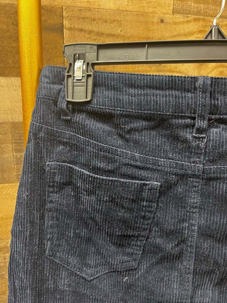 Indigo Rein Dark Blue Corduroy Mini Skirt Button Fly Frayed Hem Size 3