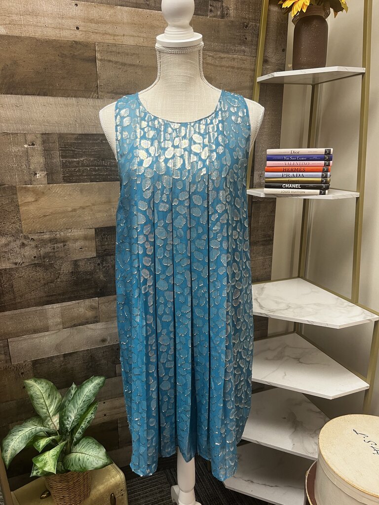 S+B Silk and Metallic Tank Shift Dress Size 12