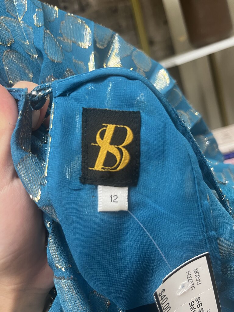 S+B Silk and Metallic Tank Shift Dress Size 12