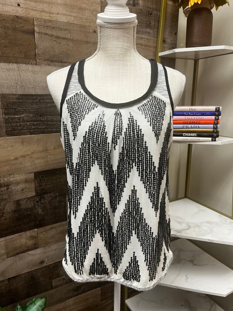 Anthropologie Dolan Silk Chevron Rivet Trimmed Tank Size S
