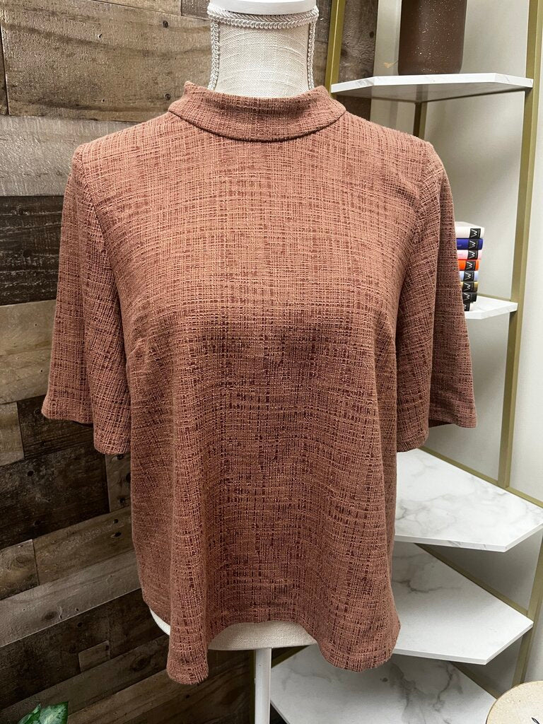 Anthropologie Current Air Brown Tie Back Flutter Sleeve Blouse Size S