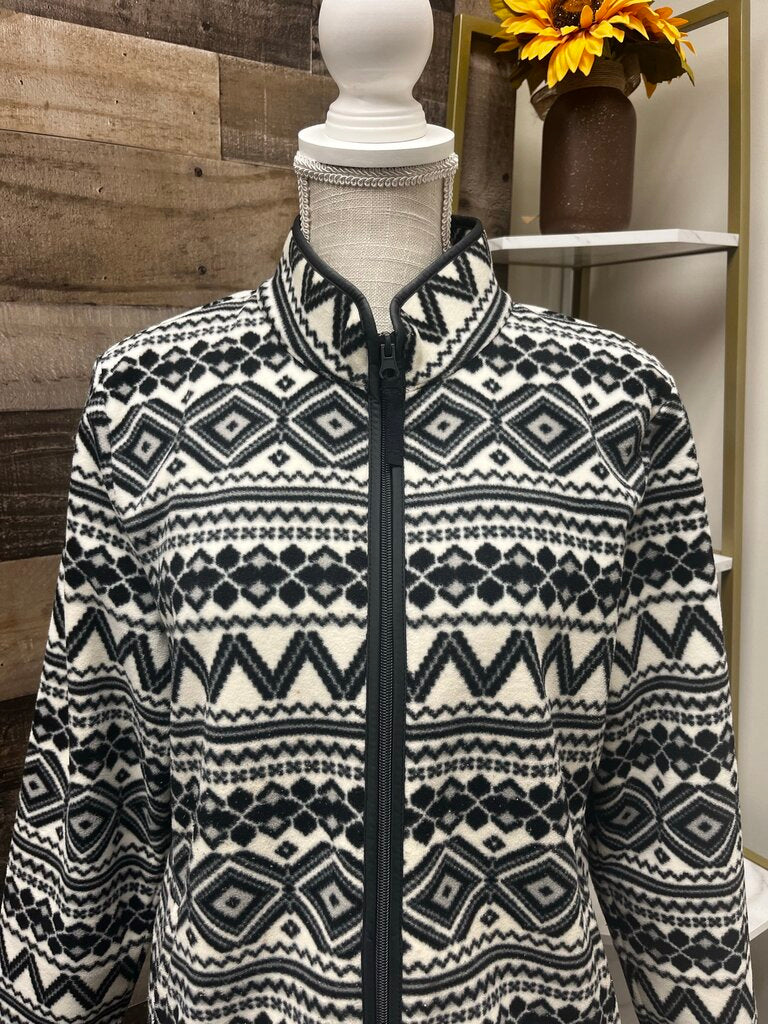 Talbots Geo-Print Fair Isle Polar Fleece Jacket Petite L