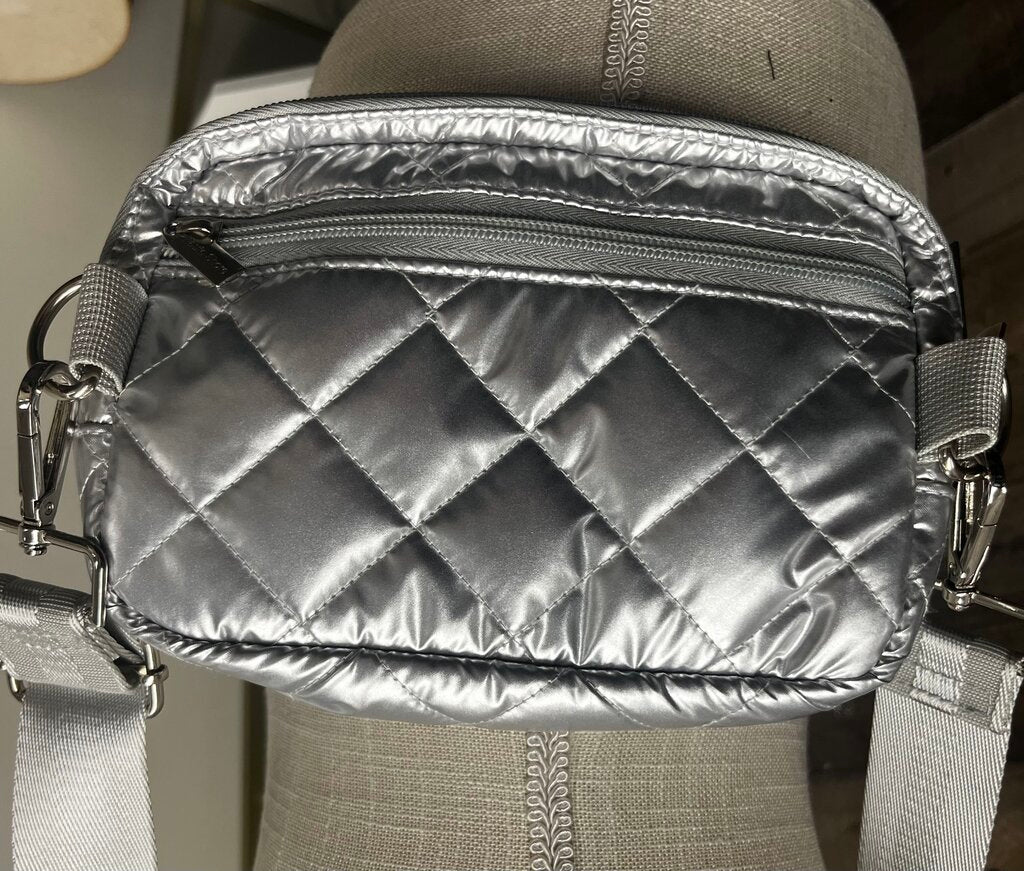 Haute Shore Silver Metallic Cross Body Belt Bag