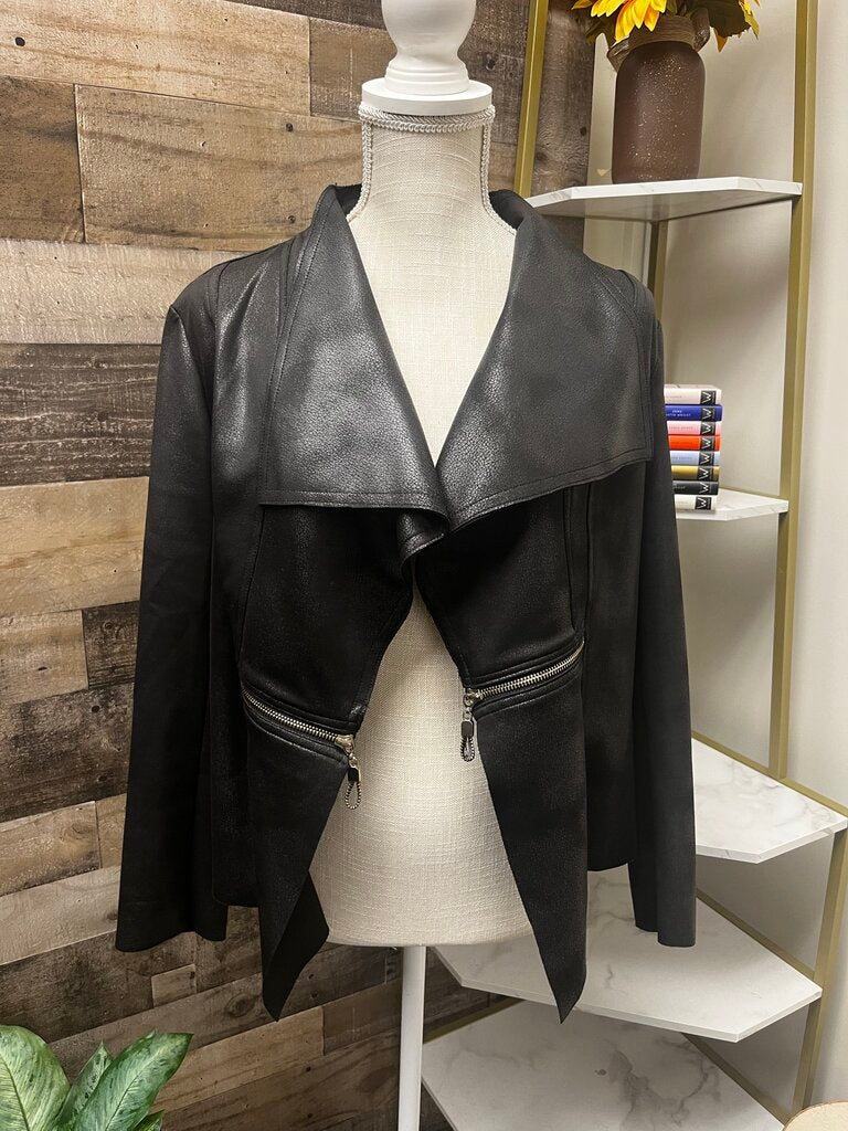 Insight New York Black Faux Leather Jacket Size 10