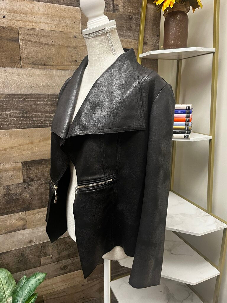 Insight New York Black Faux Leather Jacket Size 10