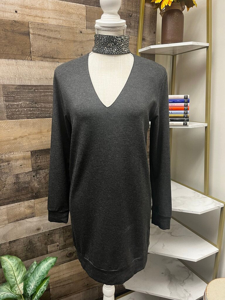 NWT Anthropologie Bailey 44 Sequined Neck Grey Tunic Sweater (Petite S)