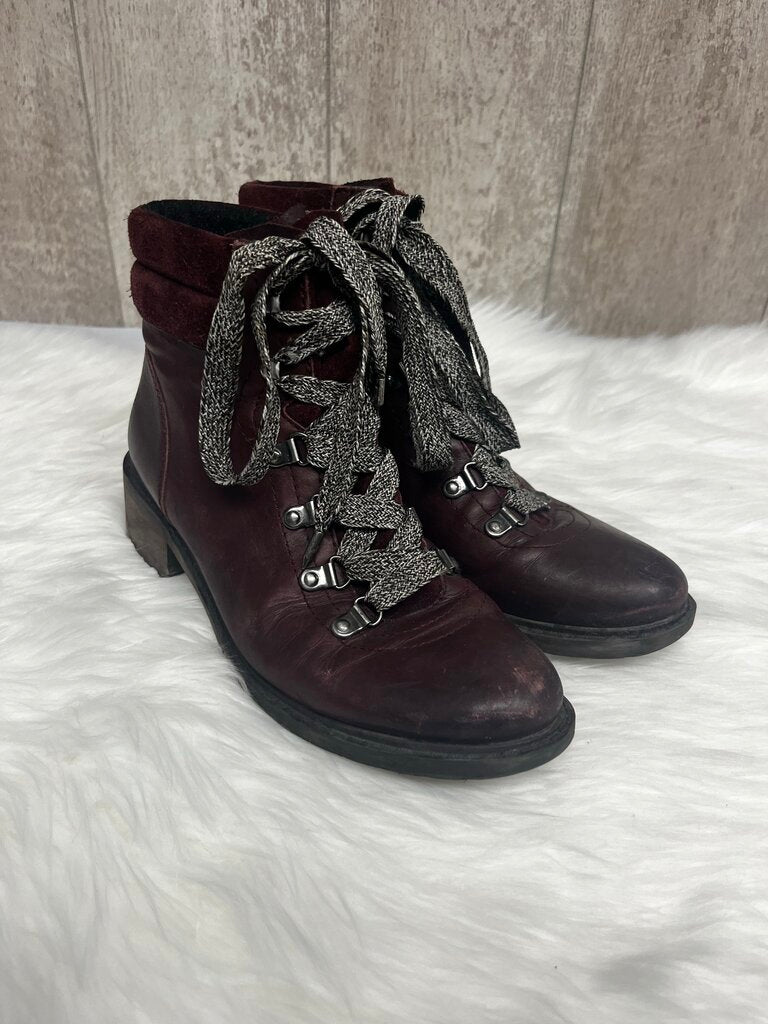 Sam Edelman Darrah Burgundy Leather Combat Boots Size 7.5