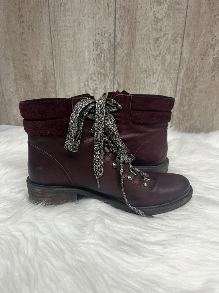 Sam Edelman Darrah Burgundy Leather Combat Boots Size 7.5