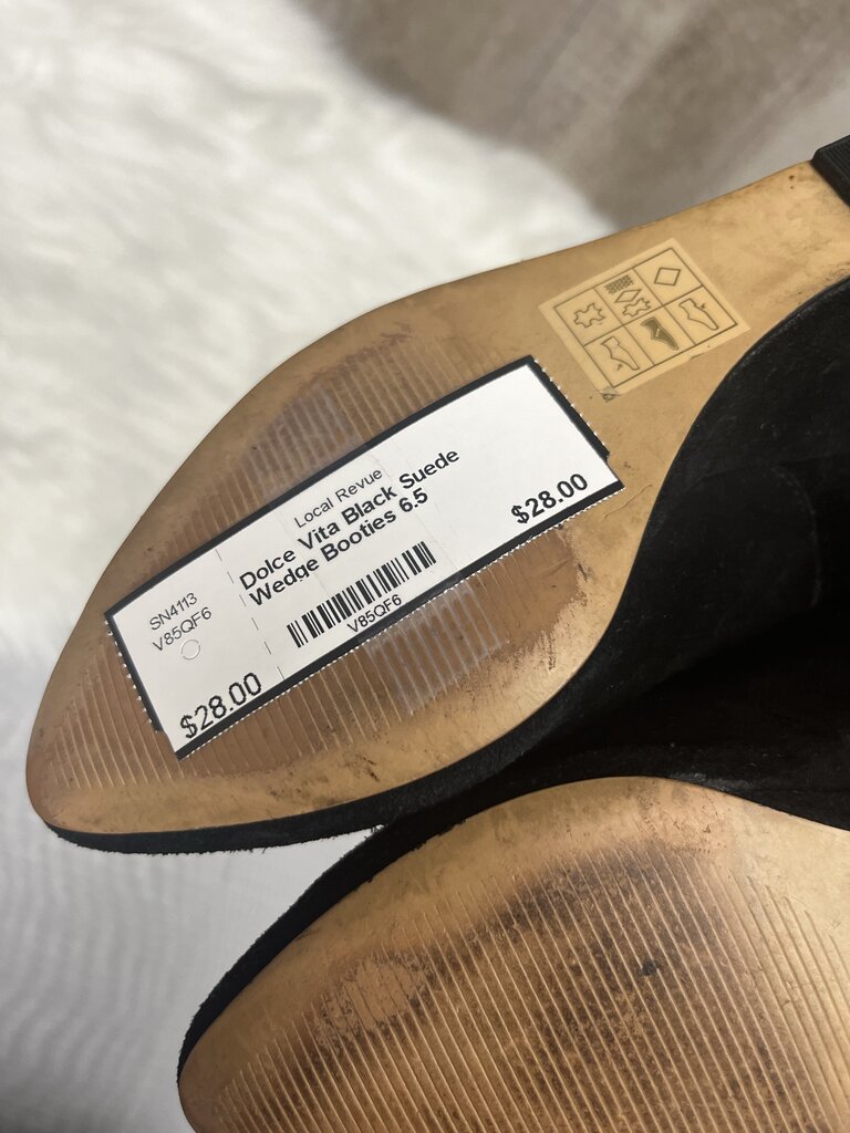 Dolce Vita Black Suede Wedge Booties Size 6.5