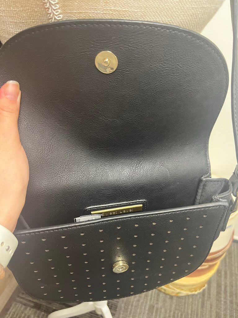 Street Level Faux Leather Black Crossbody Bag