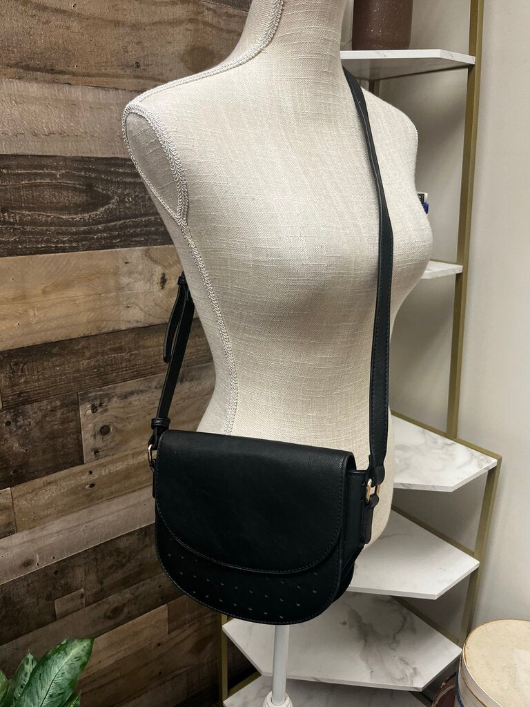 Street Level Faux Leather Black Crossbody Bag