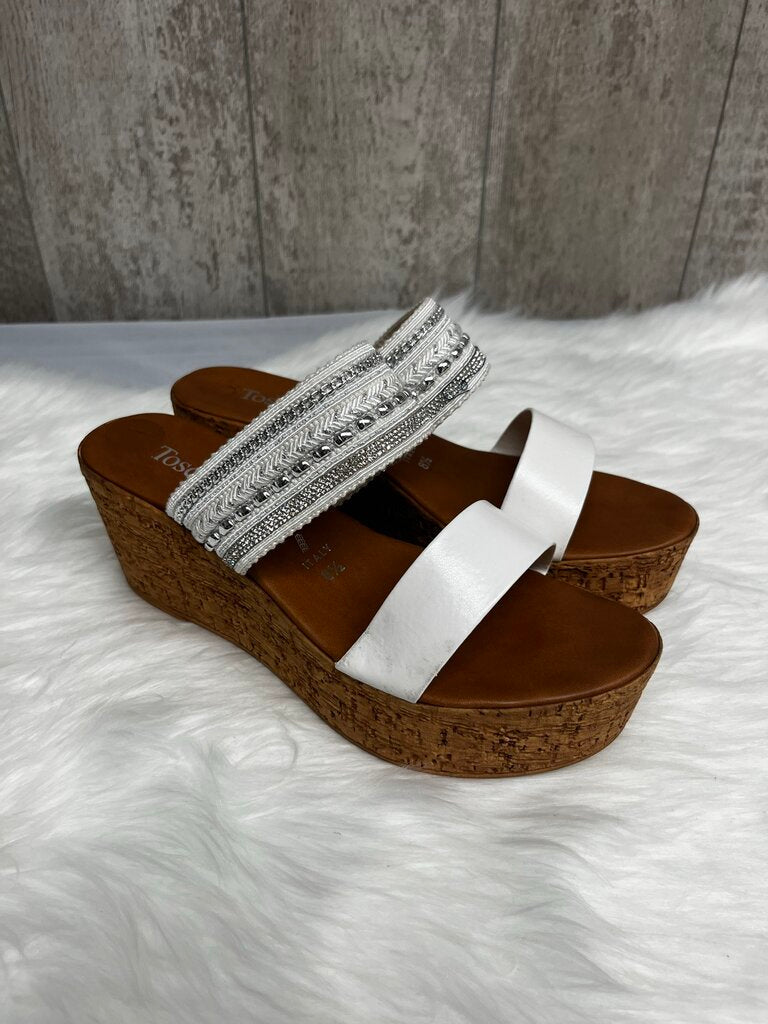 Toscanella Handmade in Italy Gracelin Wedge Rhinestone Sandals Size 8.5