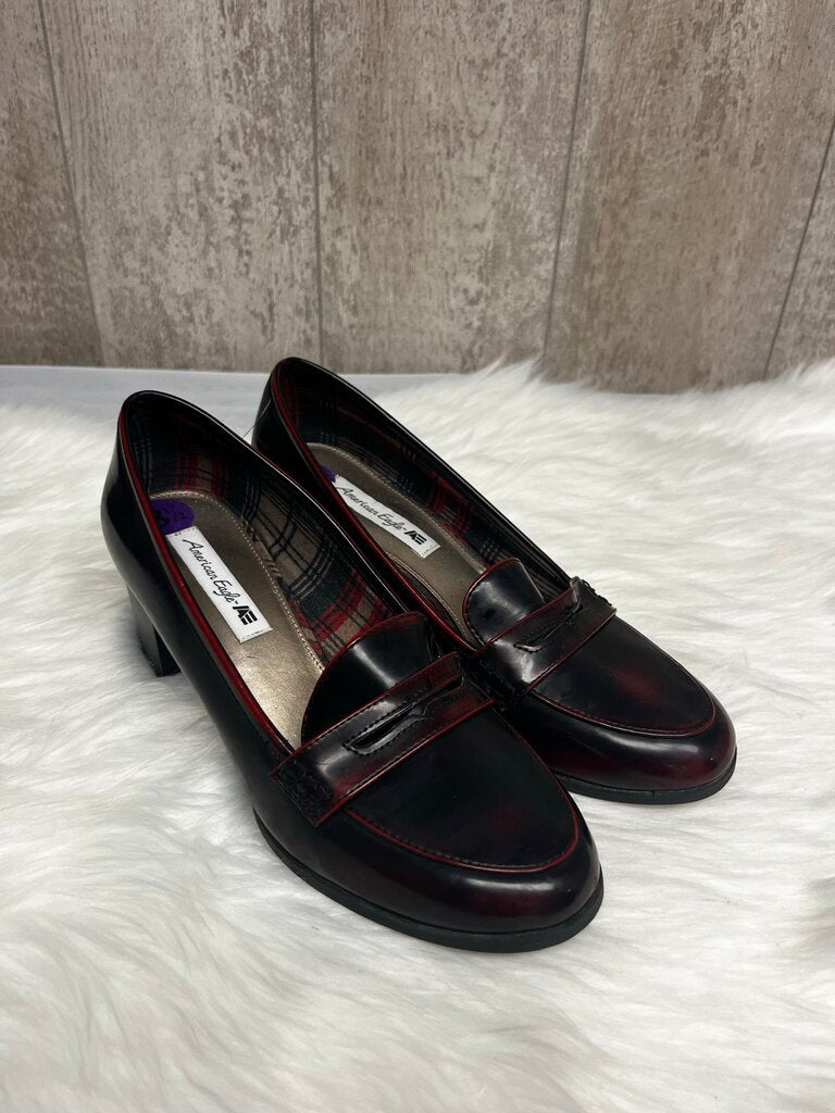 Vintage American Eagle Red Wine Heeled Loafers Size 8.5
