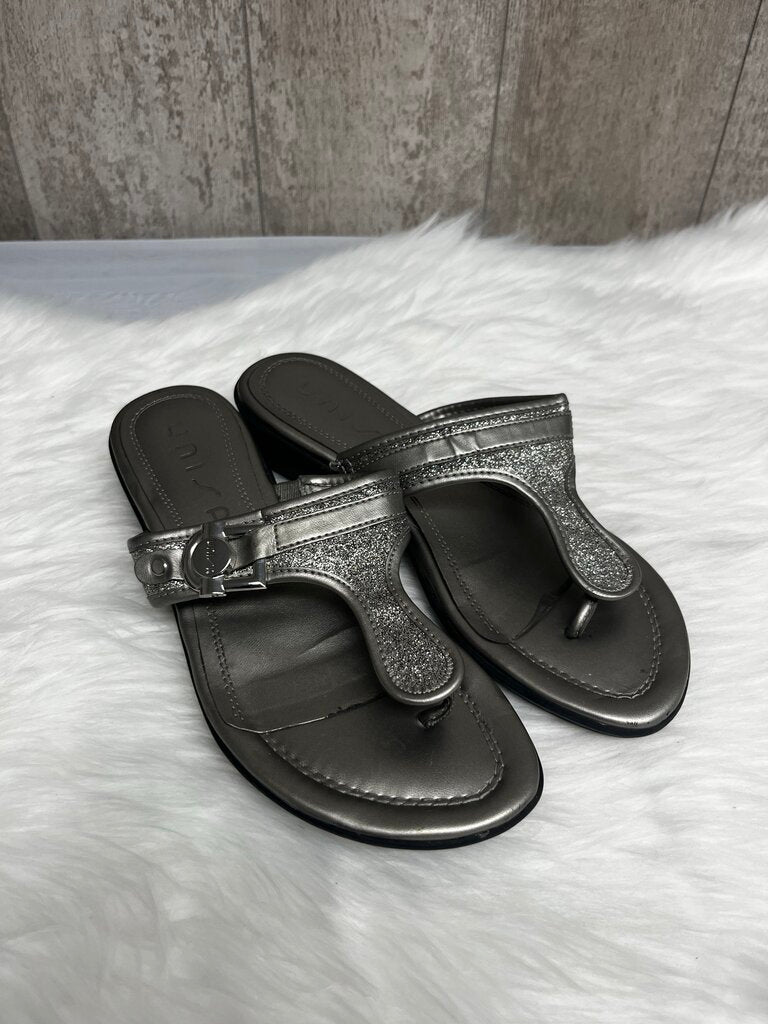 Unisa Silver Glitter Slip-On Wedge Sandals Size 8.5