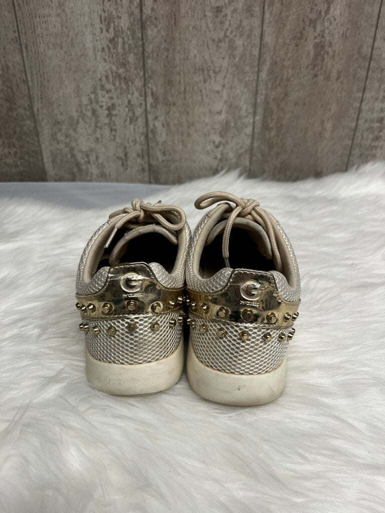 G by Guess Cream Sneakers with Gold Bedazzled Details Size 8.5