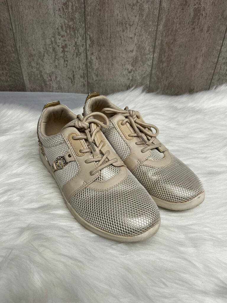 G by Guess Cream Sneakers with Gold Bedazzled Details Size 8.5
