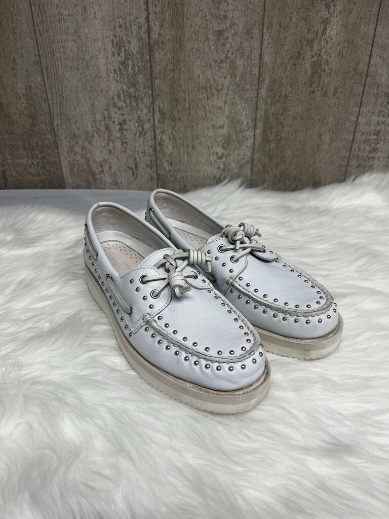 Sperry x Rebecca Minkoff White 2 Eye Lug Studded Boat Shoe Size 9