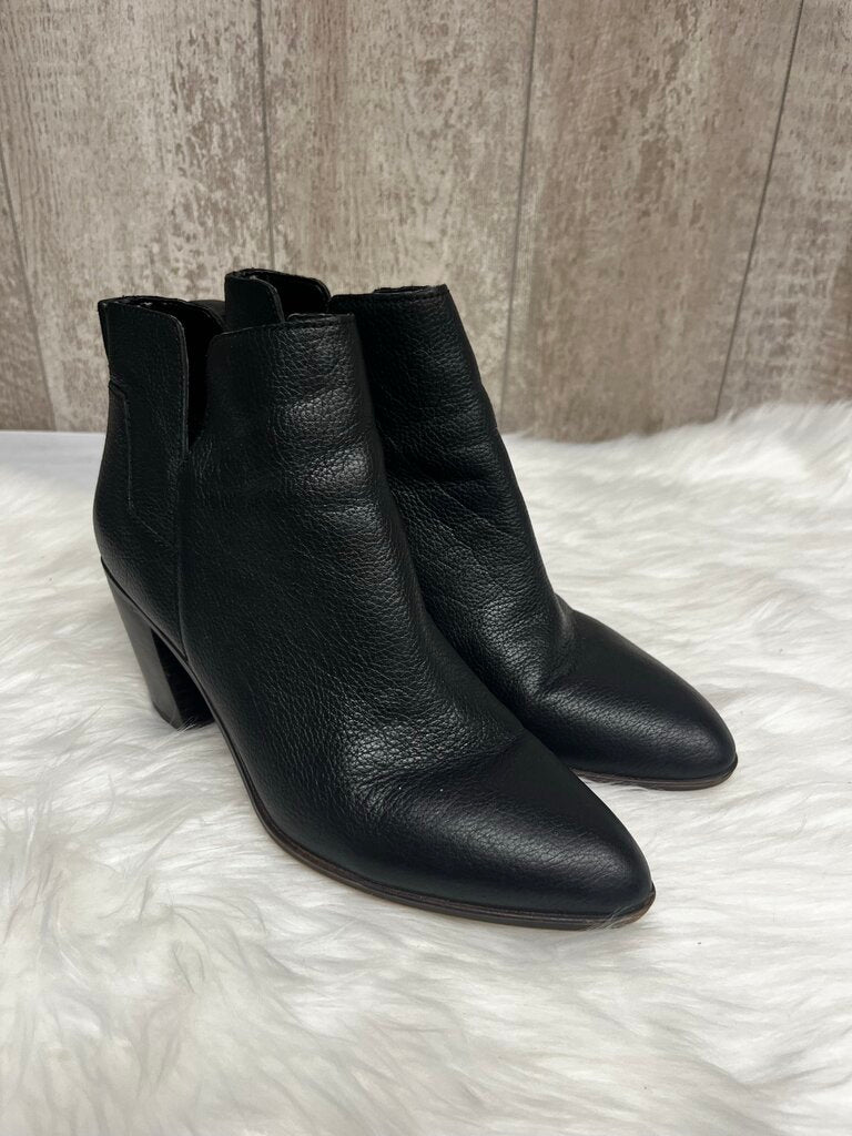 Franco Sarto ORESTE Black Leather Zip Ankle Boots Size