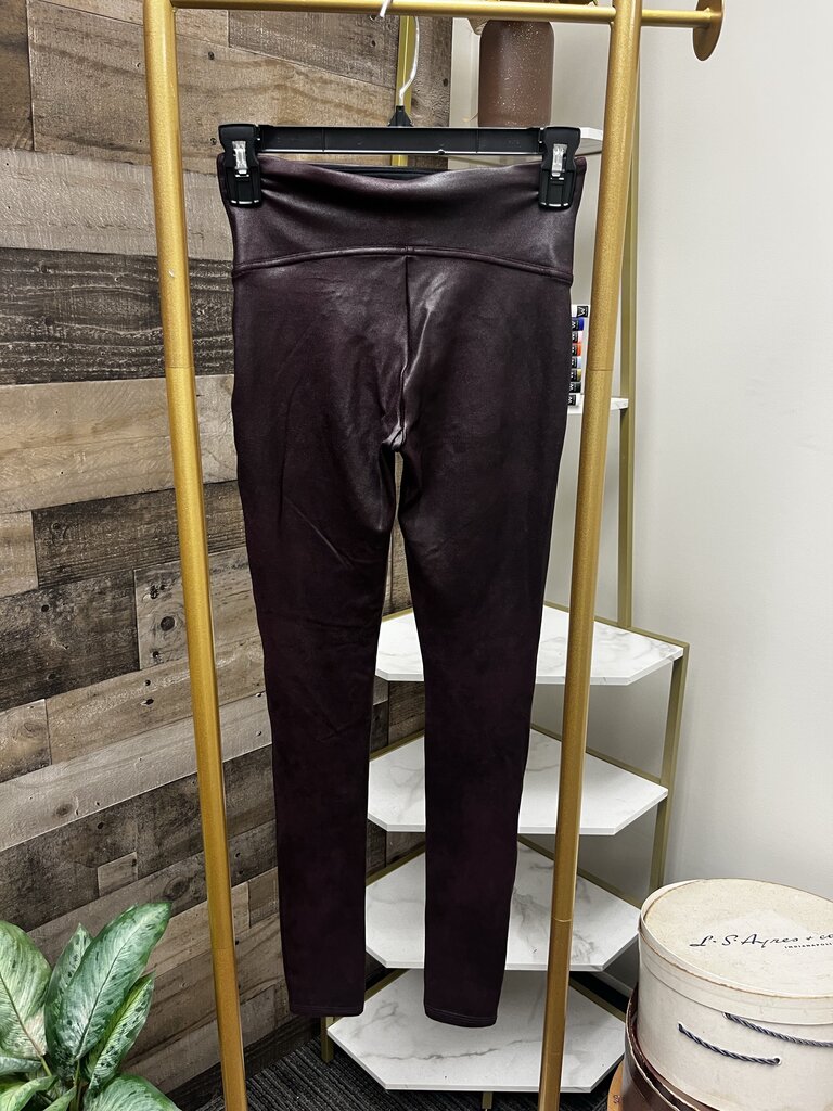 Spanx Burgundy Faux Metallic Leather Legging