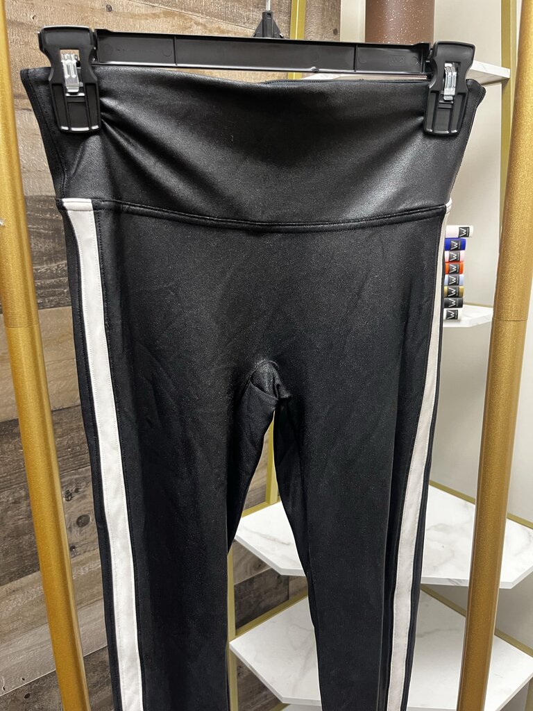 Spanx Black w/White Moto Stripe Leggings