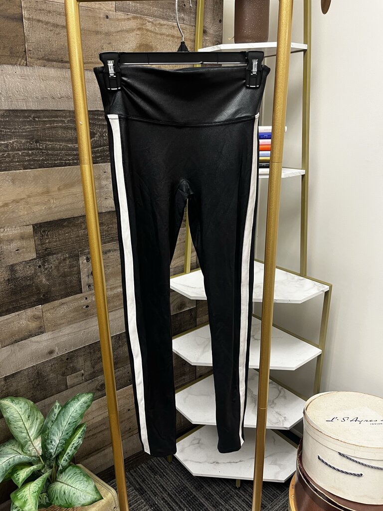 Spanx Black w/White Moto Stripe Leggings