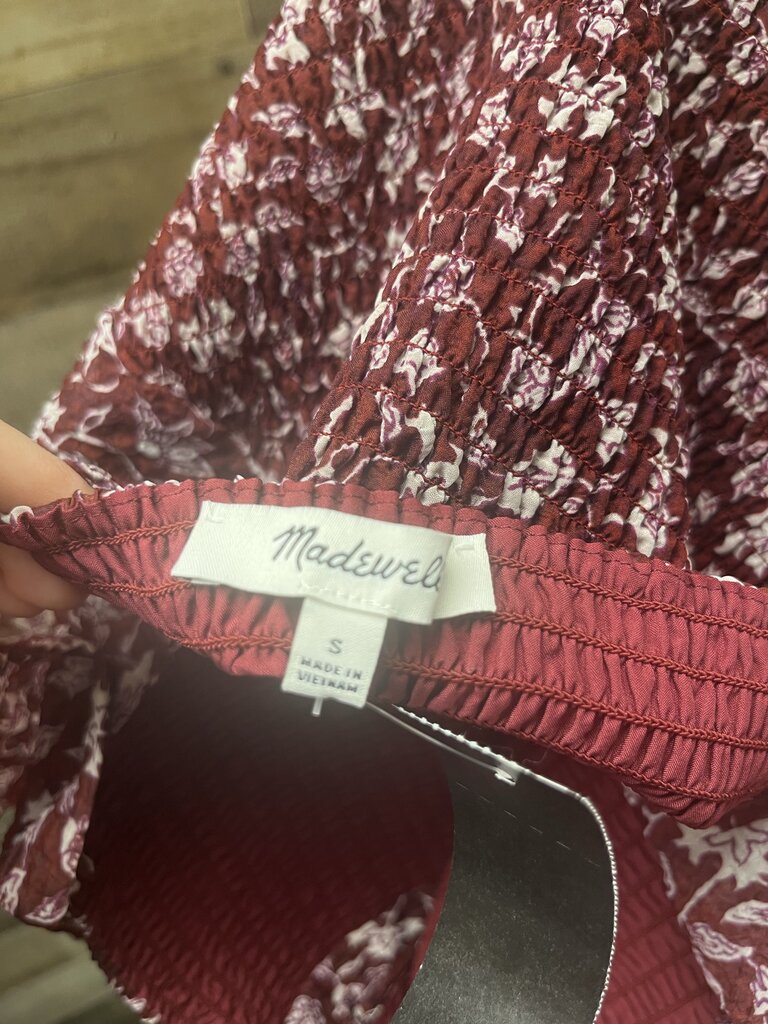 Madewell Burgundy Midi Floral Print Dress