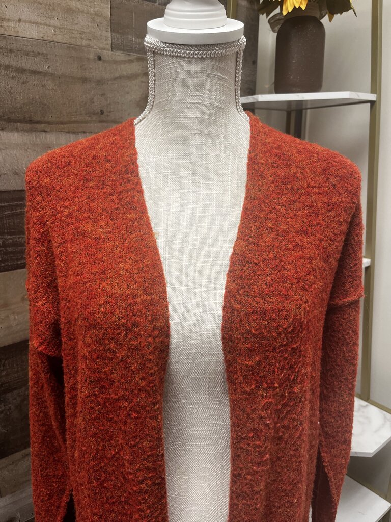 Anthropology Burnt Orange Marled Long Cardigan