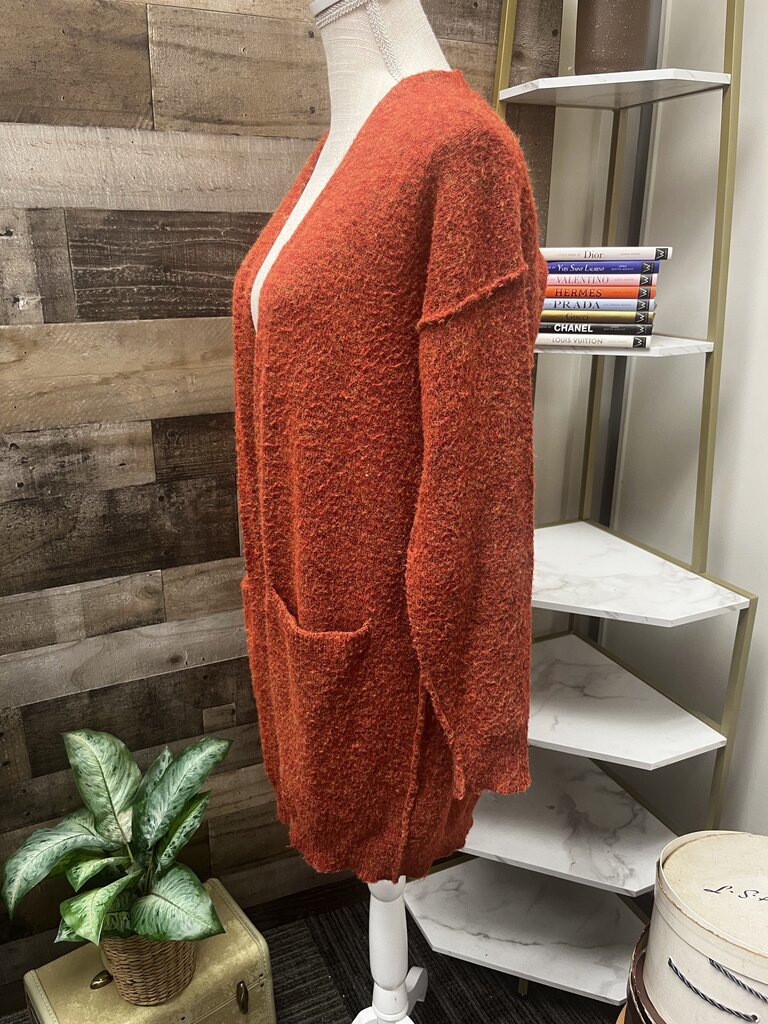 Anthropology Burnt Orange Marled Long Cardigan