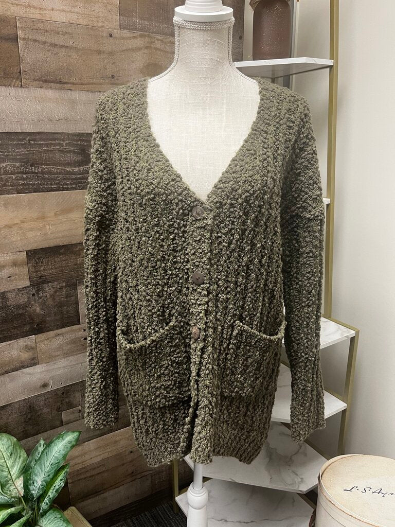Miracle Olive Green Popcorn Cardigan