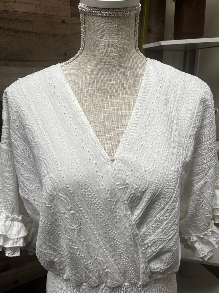 BTFL - Life White Eyelet & Ruffle Blouse