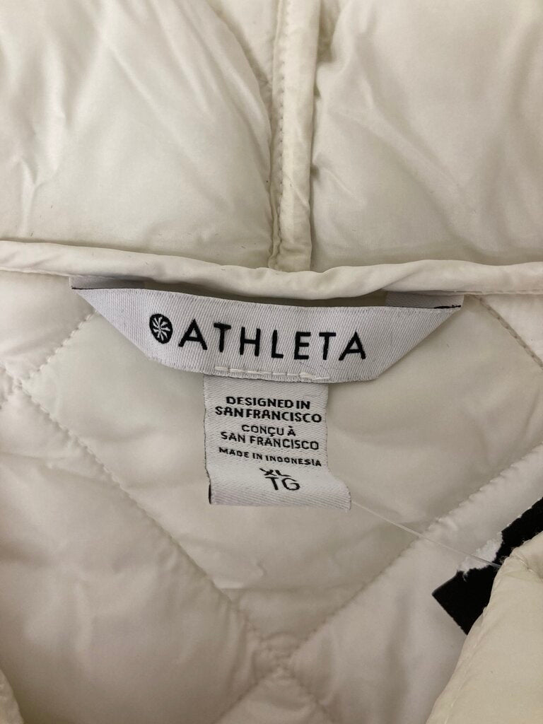 Athleta White Quilted Tie Waist Winter Jacket