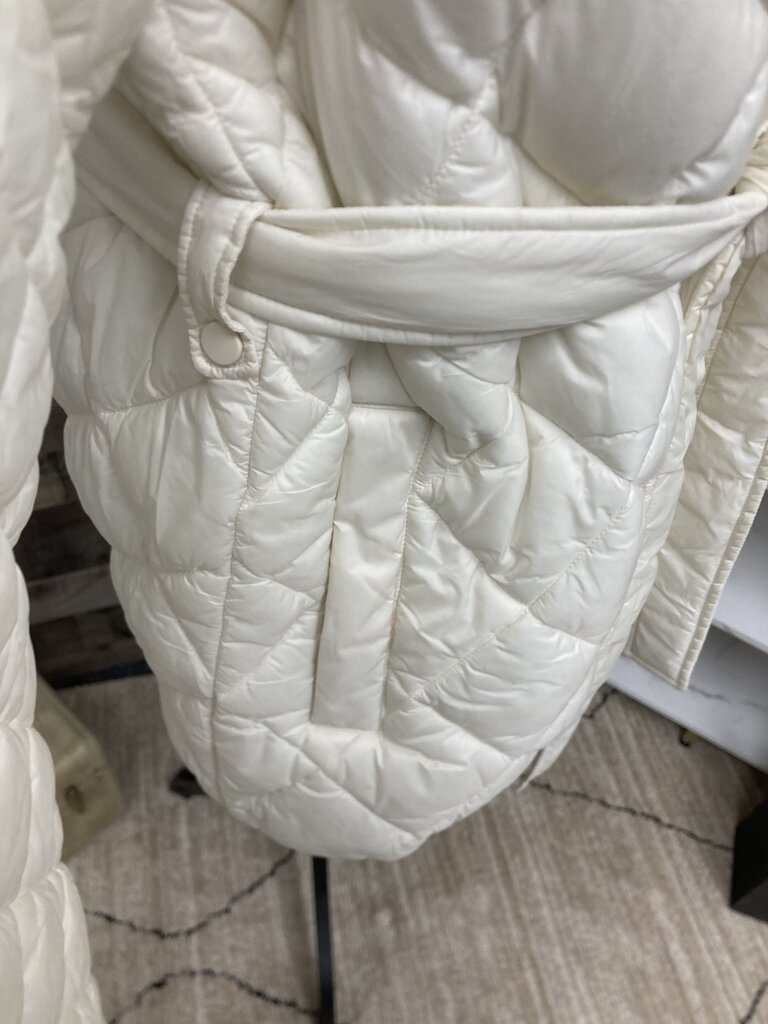 Athleta White Quilted Tie Waist Winter Jacket