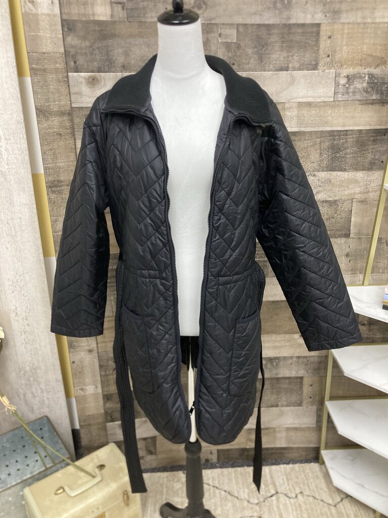 Athleta Black Quilted Tie Waist Jacket