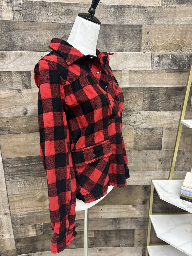 J. Crew Women's Red Black Buffalo Plaid Flannel Pullover Shirt Wool Blend