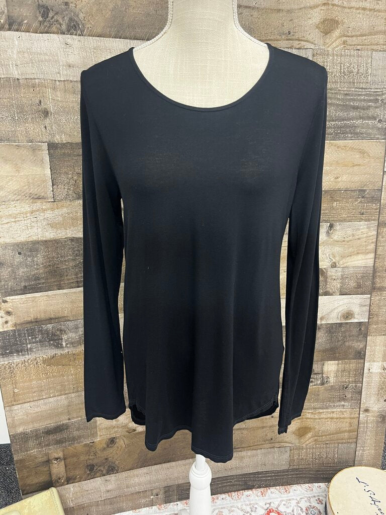 Michael Stars Black Long Sleeve Cut-Out Back Top