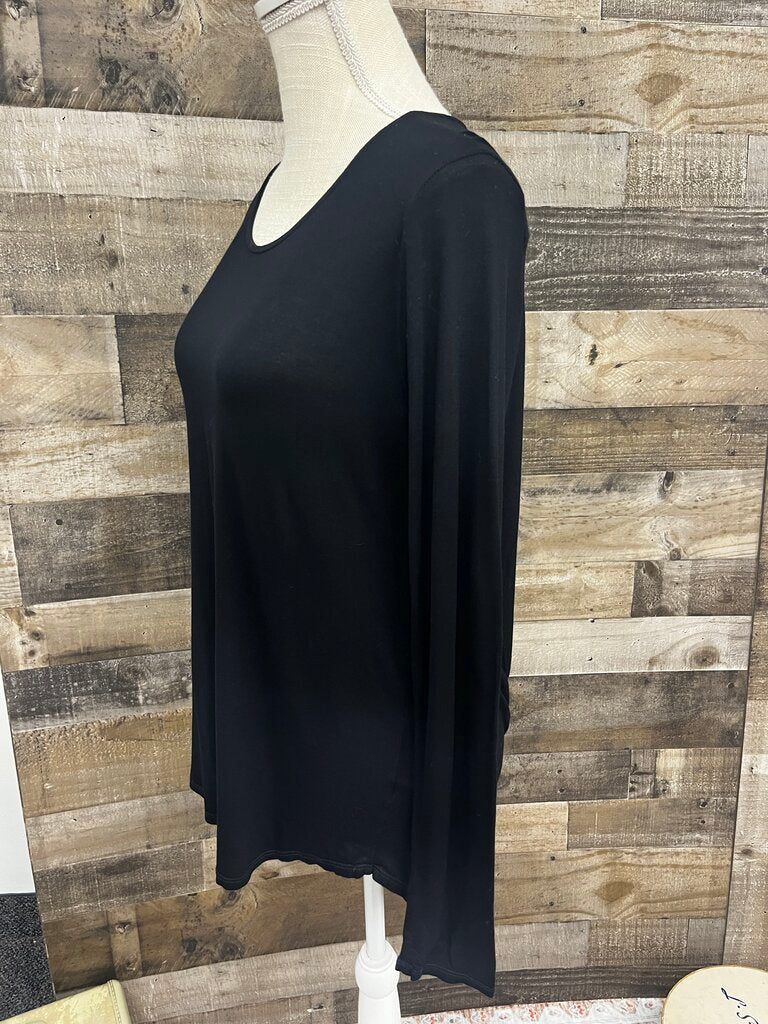 Michael Stars Black Long Sleeve Cut-Out Back Top
