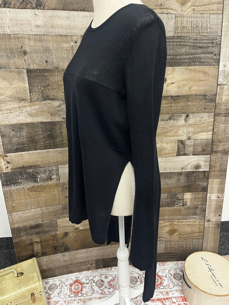 BCBG Max Azria Black Sheer Long Sleeve Shirt