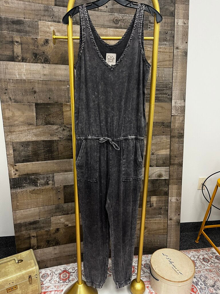 Revolve Chaser Heirloom Acid Wash Grey Jumpsuit