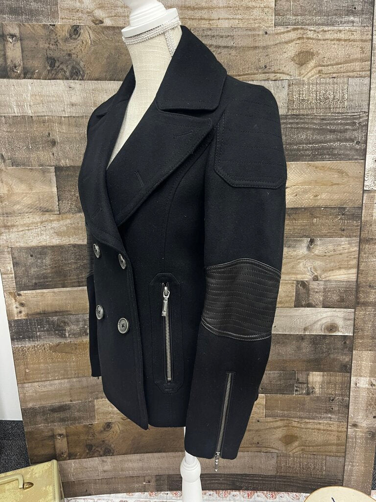 BCBG Max Azria Black Wool Double-Breasted Coat